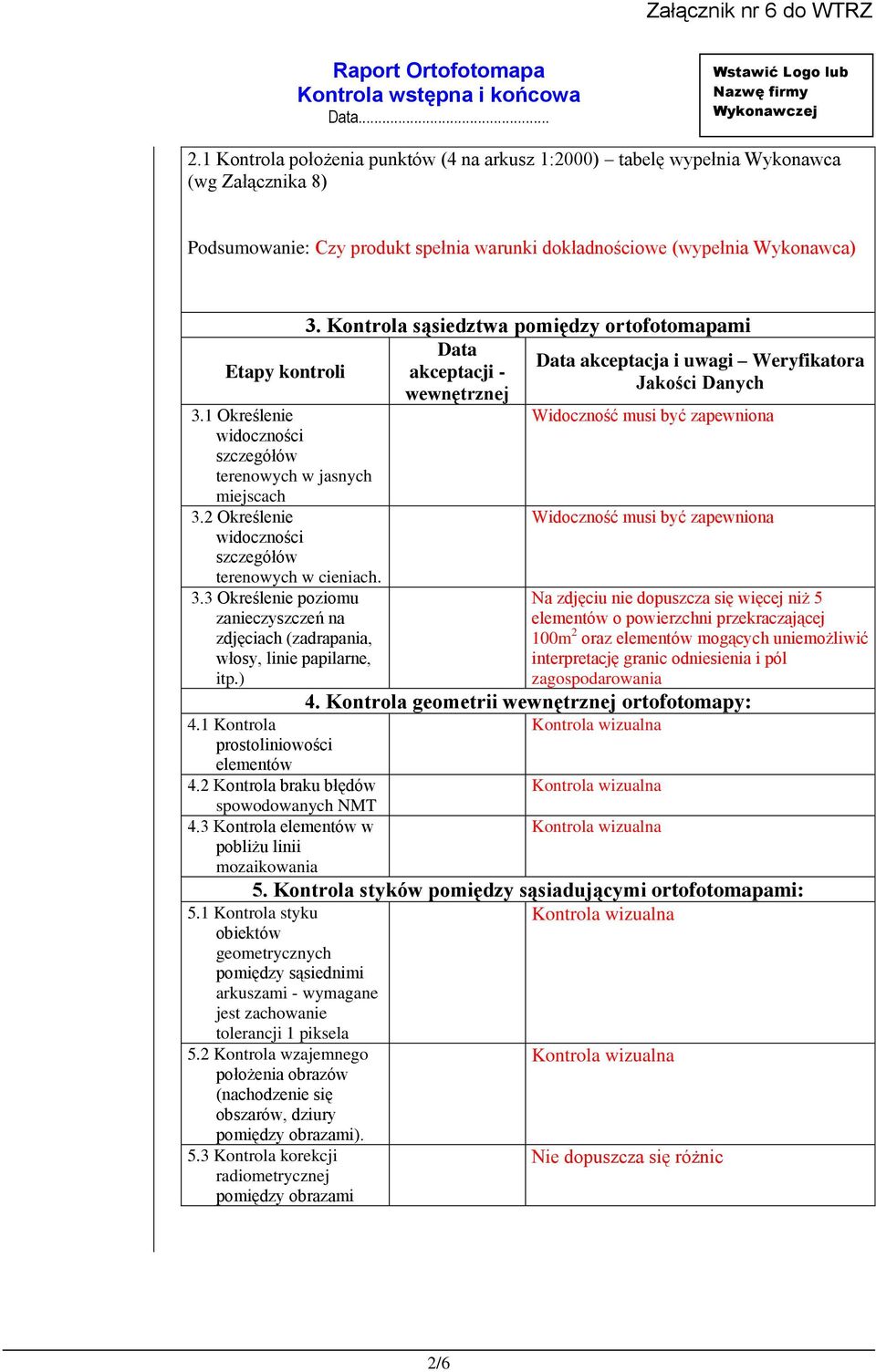 ) 4.1 Kontrola prostoliniowości elementów 4.2 Kontrola braku błędów spowodowanych NMT 4.3 Kontrola elementów w pobliżu linii mozaikowania 3.