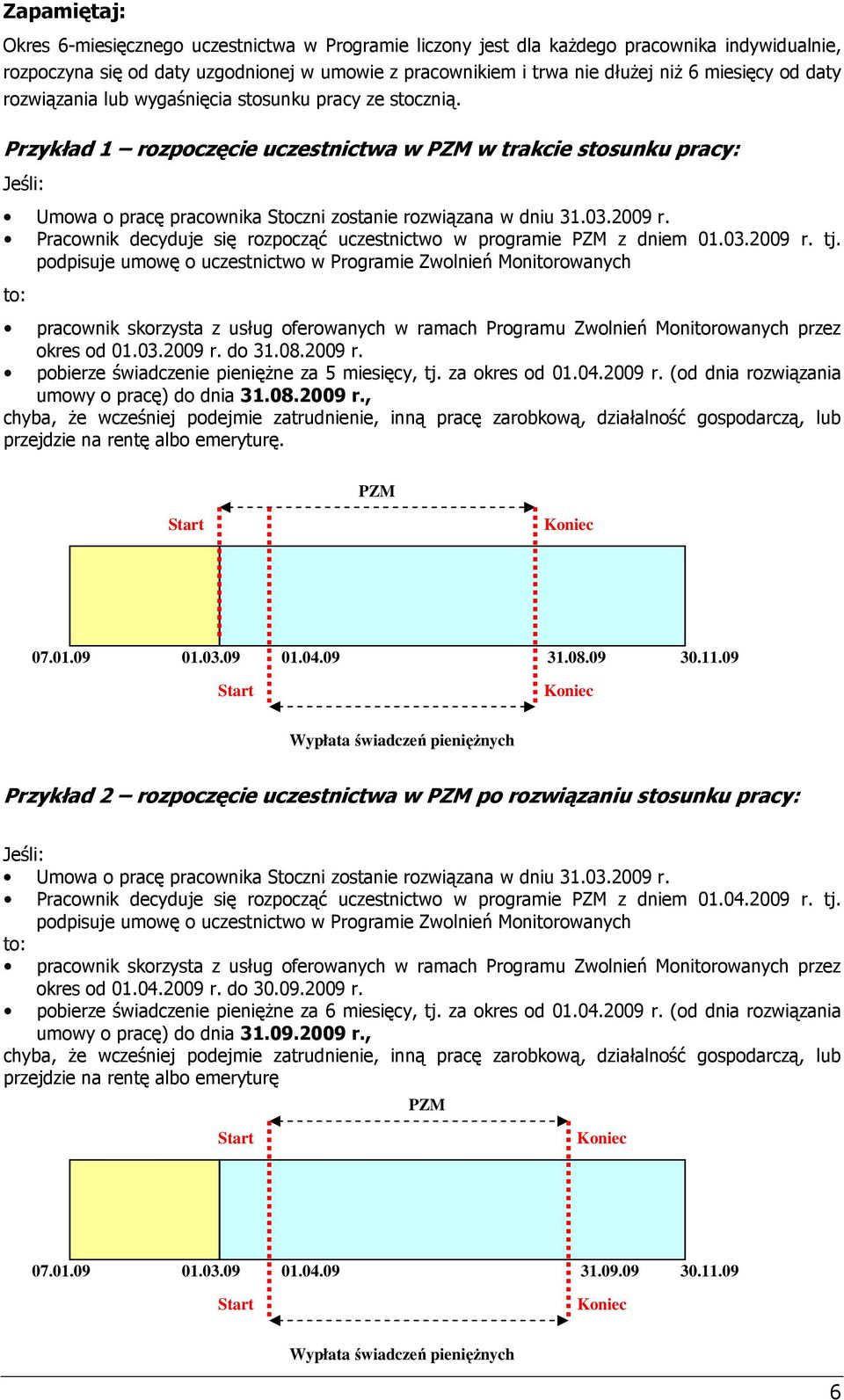 Przykład 1 rozpoczęcie uczestnictwa w w trakcie stosunku pracy: Jeśli: Umowa o pracę pracownika Stoczni zostanie rozwiązana w dniu 31.03.2009 r.