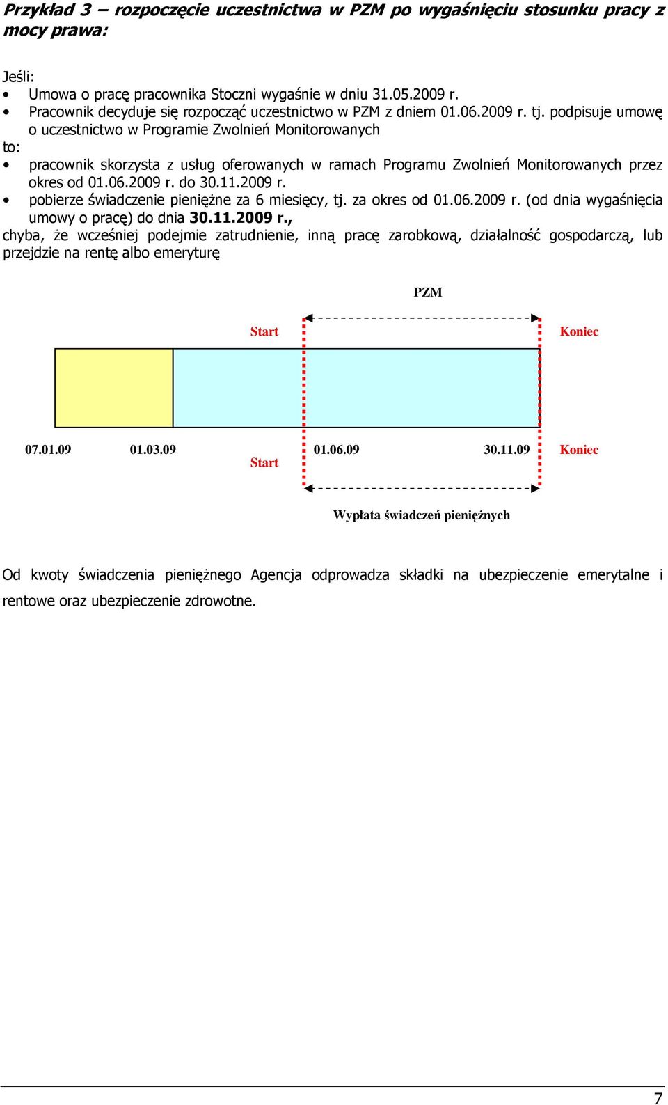 podpisuje umowę o uczestnictwo w Programie Zwolnień Monitorowanych to: pracownik skorzysta z usług oferowanych w ramach Programu Zwolnień Monitorowanych przez okres od 01.06.2009 r.