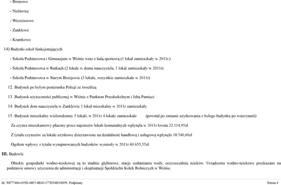 Budynek po byłym posterunku Policji ze świetlicą 13. Budynek użyteczności publicznej w Wiźnie z Punktem Przedszkolnym i Izbą Pamięci 14.