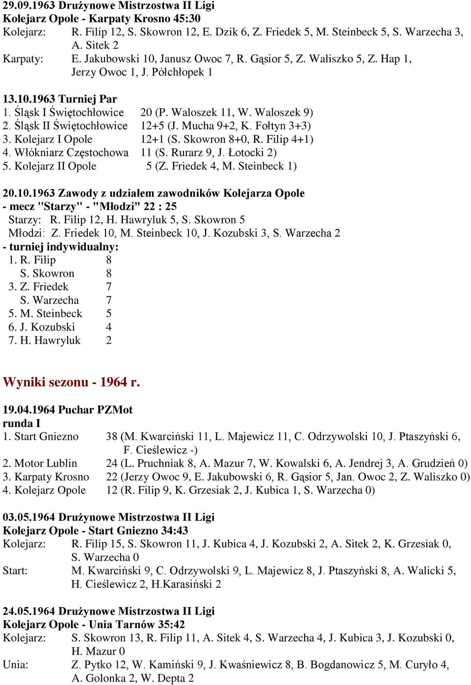 Śląsk II Świętochłowice 12+5 (J. Mucha 9+2, K. Fołtyn 3+3) 3. Kolejarz I Opole 12+1 (S. Skowron 8+0, R. Filip 4+1) 4. Włókniarz Częstochowa 11 (S. Rurarz 9, J. Łotocki 2) 5. Kolejarz II Opole 5 (Z.