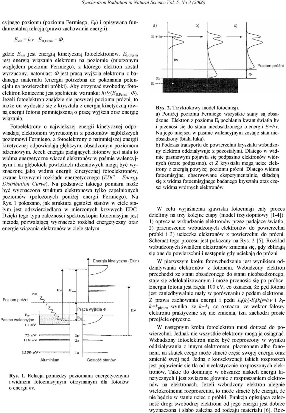pokonania potencjału na powierzchni próbki). Aby otrzymać swobodny fotoelektron konieczne jest spełnienie warunku: hν (E B,Fermi +Φ).