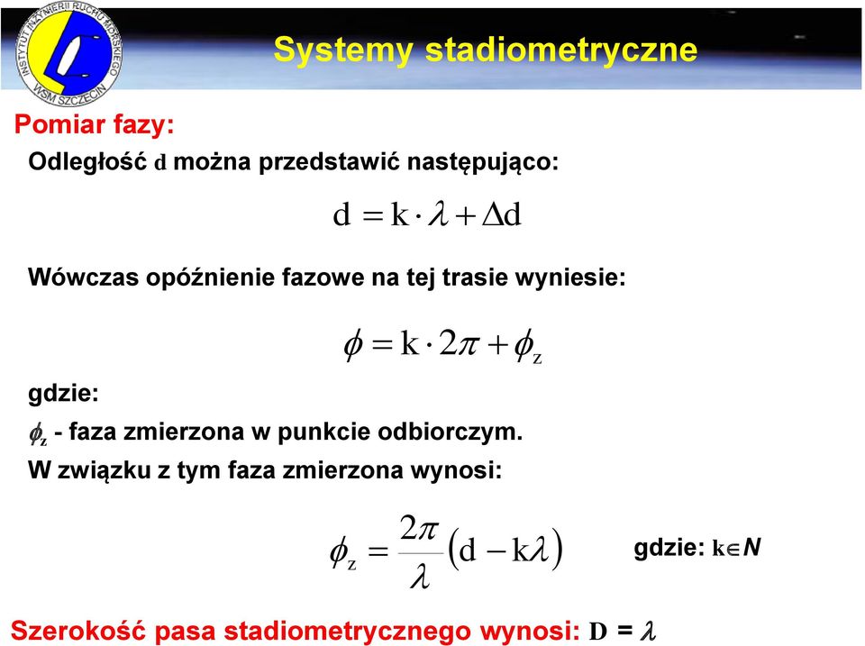 z gdzie: z - faza zmierzona w punkcie odbiorczym.