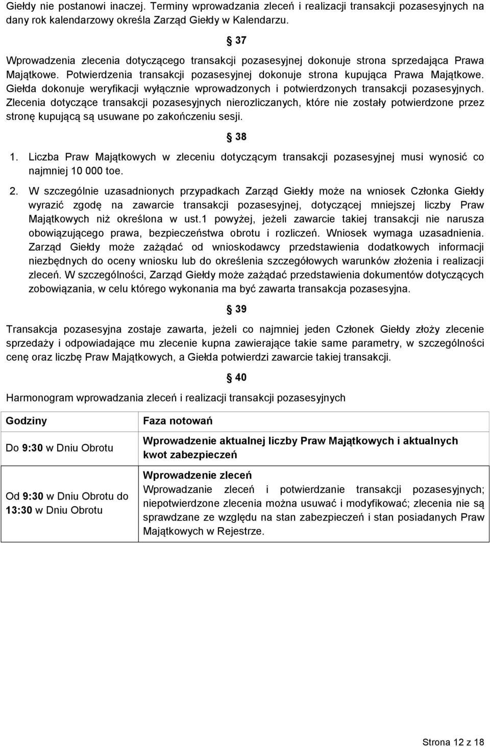 Giełda dokonuje weryfikacji wyłącznie wprowadzonych i potwierdzonych transakcji pozasesyjnych.