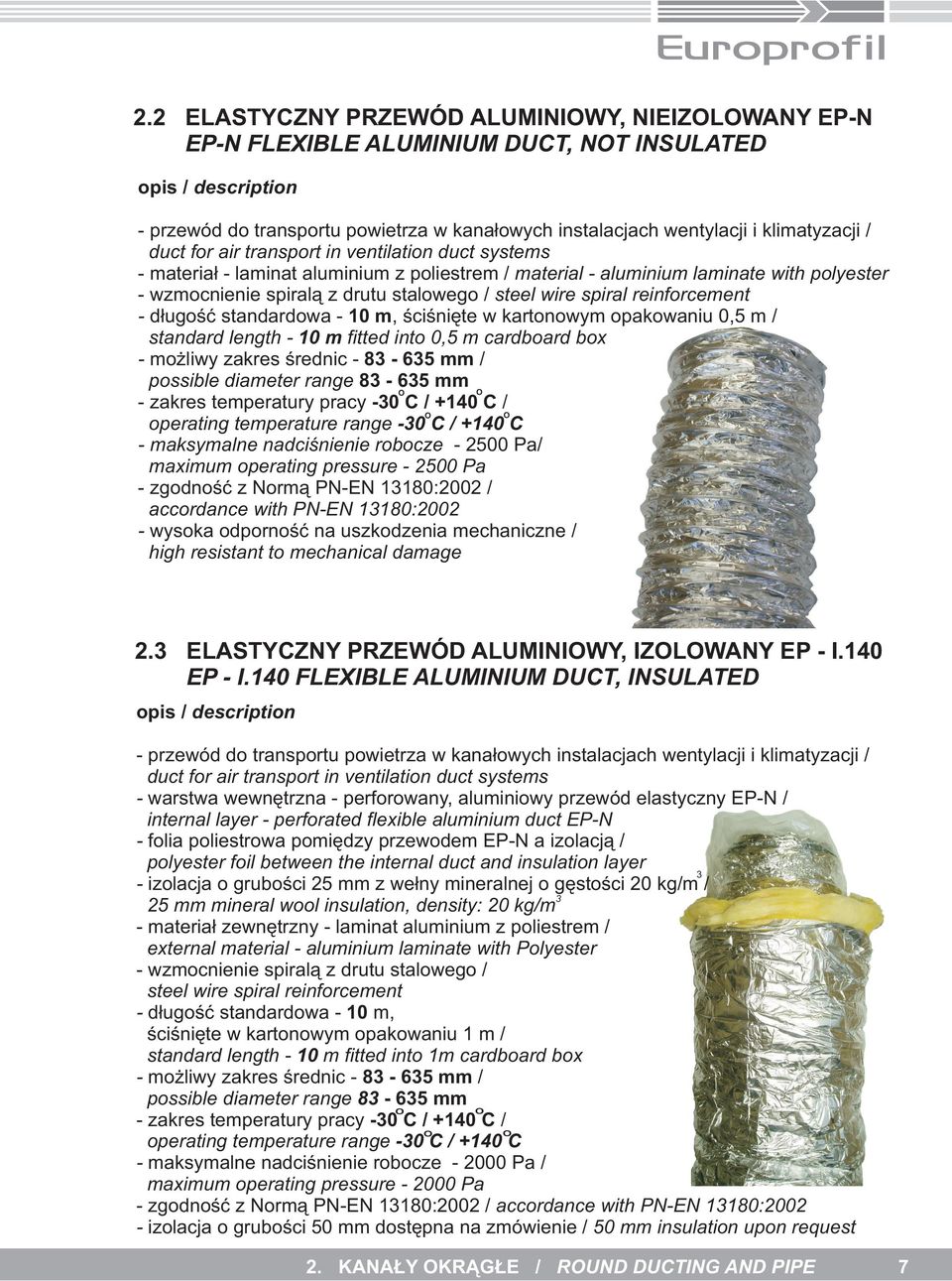 reinforcement - d³ugoœæ standardowa - 10 m, œciœniête w kartonowym opakowaniu 0,5 m / standard length - 10 m fitted into 0,5 m cardboard box - mo liwy zakres œrednic - 83-635 mm / mm O possible