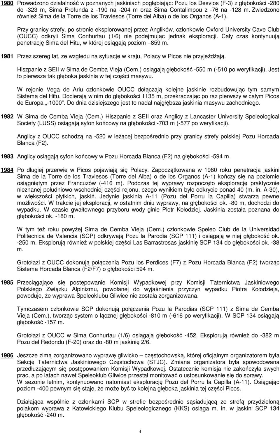 Przy granicy strefy, po stronie eksplorowanej przez Anglików, członkowie Oxford University Cave Club (OUCC) odkryli Sima Conhurtau (1/6) nie podejmując jednak eksploracji.