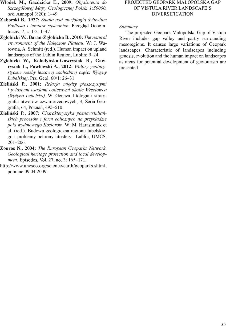Human impact on upland landscapes of the Lublin Region, Lublin: 9 24. Zgłobicki W., Kołodyńska-Gawrysiak R., Gawrysiak L., Pawłowski A.