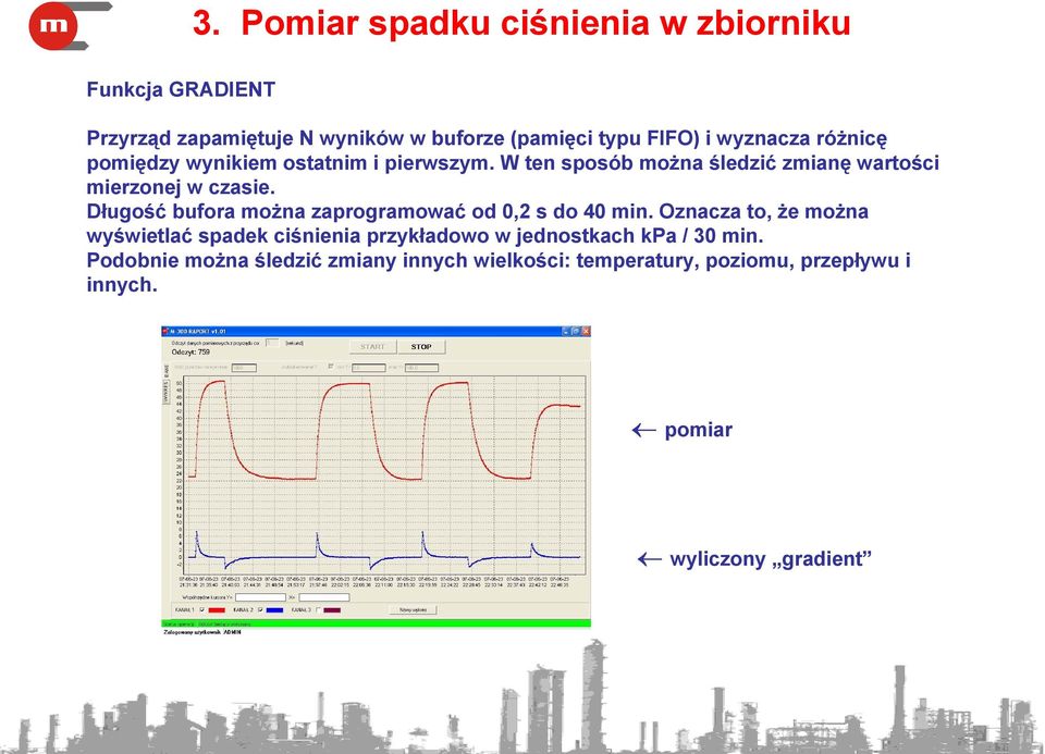 Długość bufora można zaprogramować od 0,2 s do 40 min.