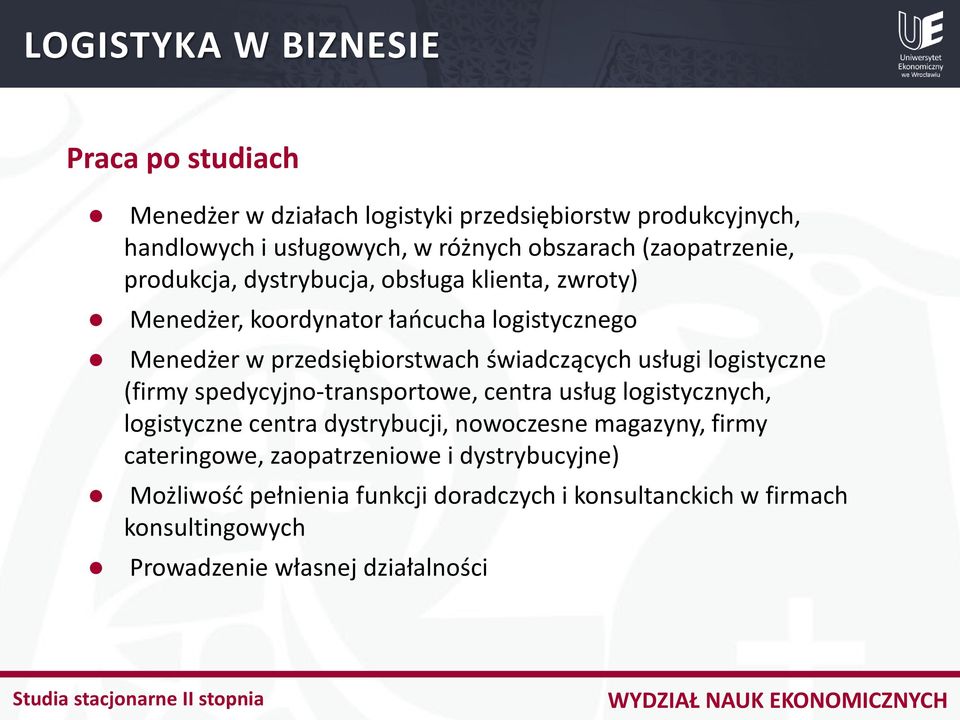 logistyczne (firmy spedycyjno-transportowe, centra usług logistycznych, logistyczne centra dystrybucji, nowoczesne magazyny, firmy cateringowe,