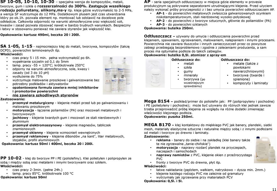 Całkowita odpornośc na warunki atmosferyczne oraz większość soli, kwasów i zasad pozwala stosować nawet w bardzo trudnych warunkach.