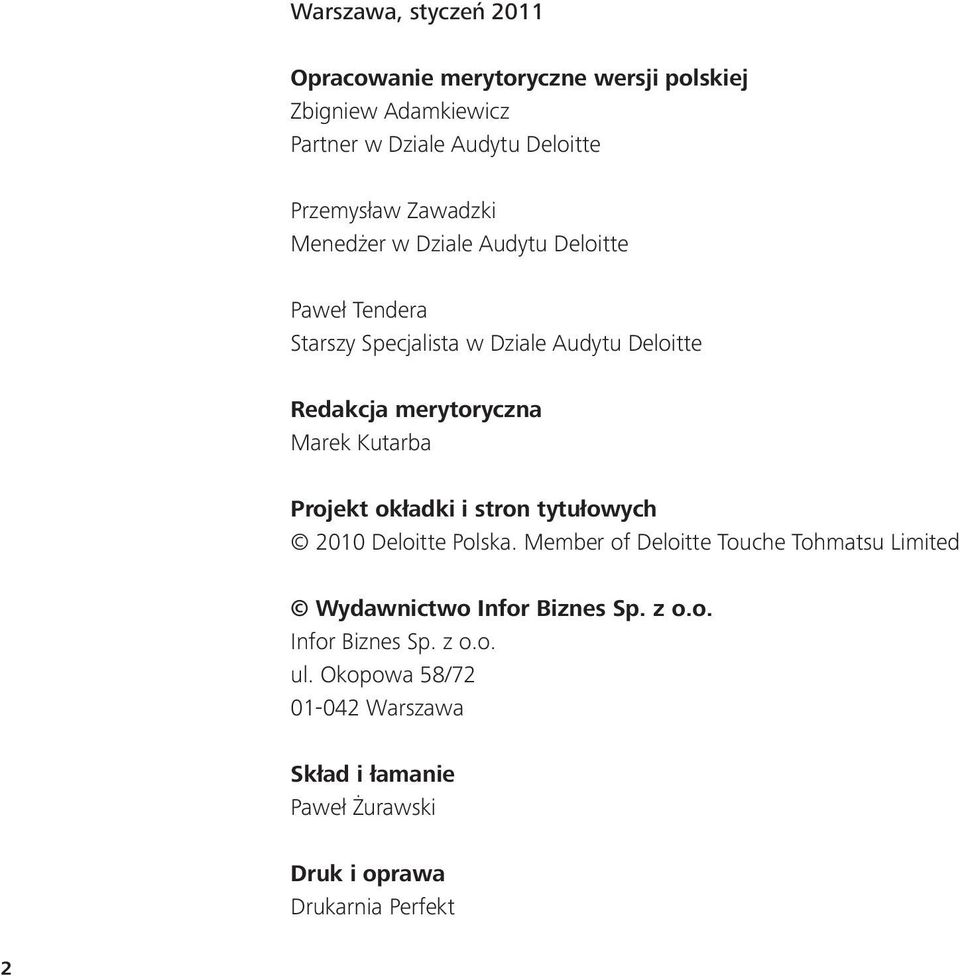 Kutarba Projekt okładki i stron tytułowych 2010 Deloitte Polska.