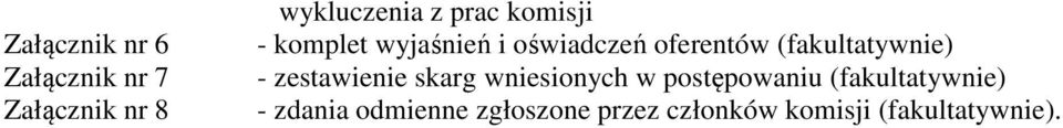 (fakultatywnie) - zestawienie skarg wniesionych w postępowaniu