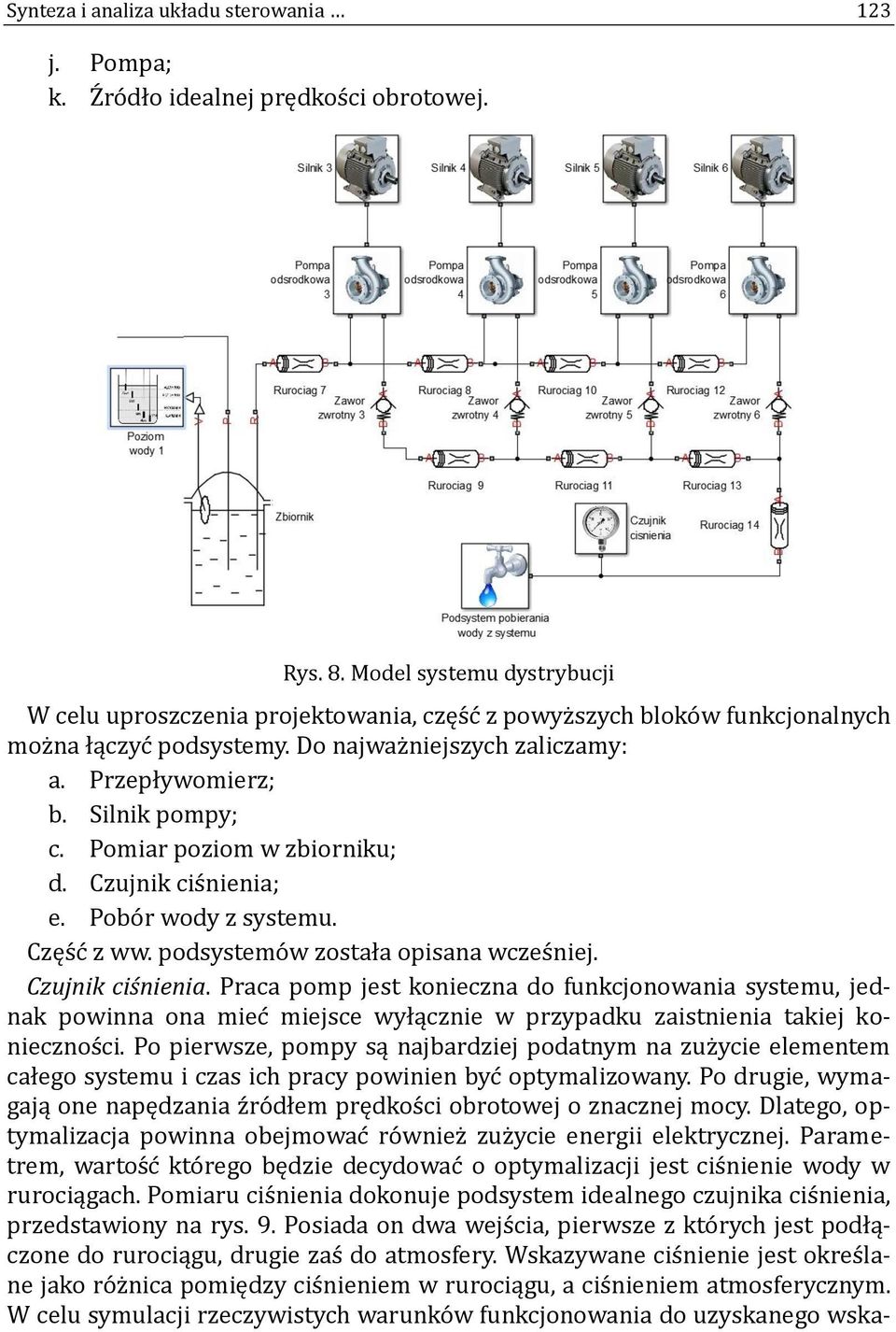 Pomiar poziom w zbiorniku; d. Czujnik cis nienia; e. Pobo r wody z systemu. Częs c z ww. podsystemo w została opisana wczes niej. Czujnik ciśnienia.