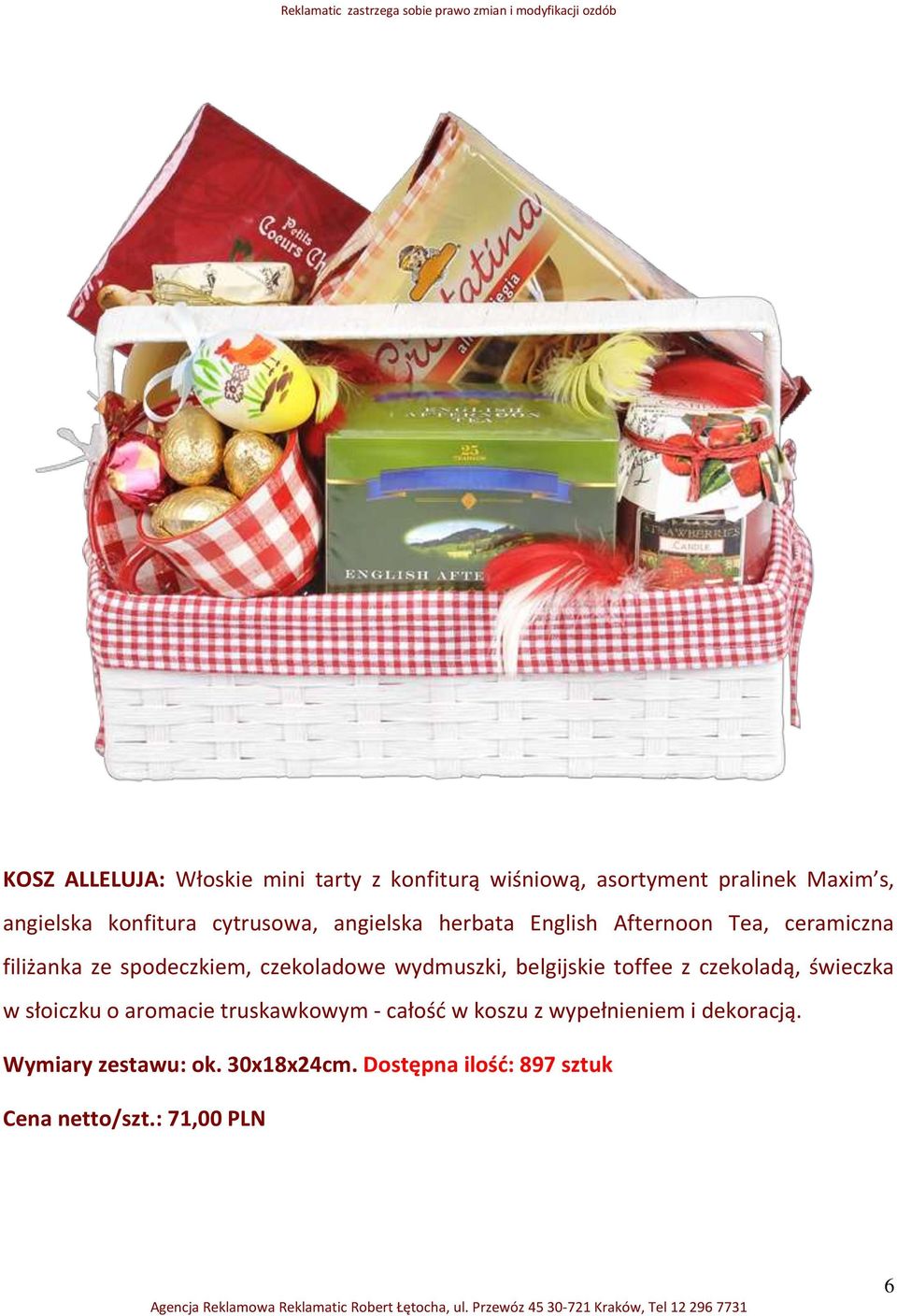 wydmuszki, belgijskie toffee z czekoladą, świeczka w słoiczku o aromacie truskawkowym - całość w koszu z
