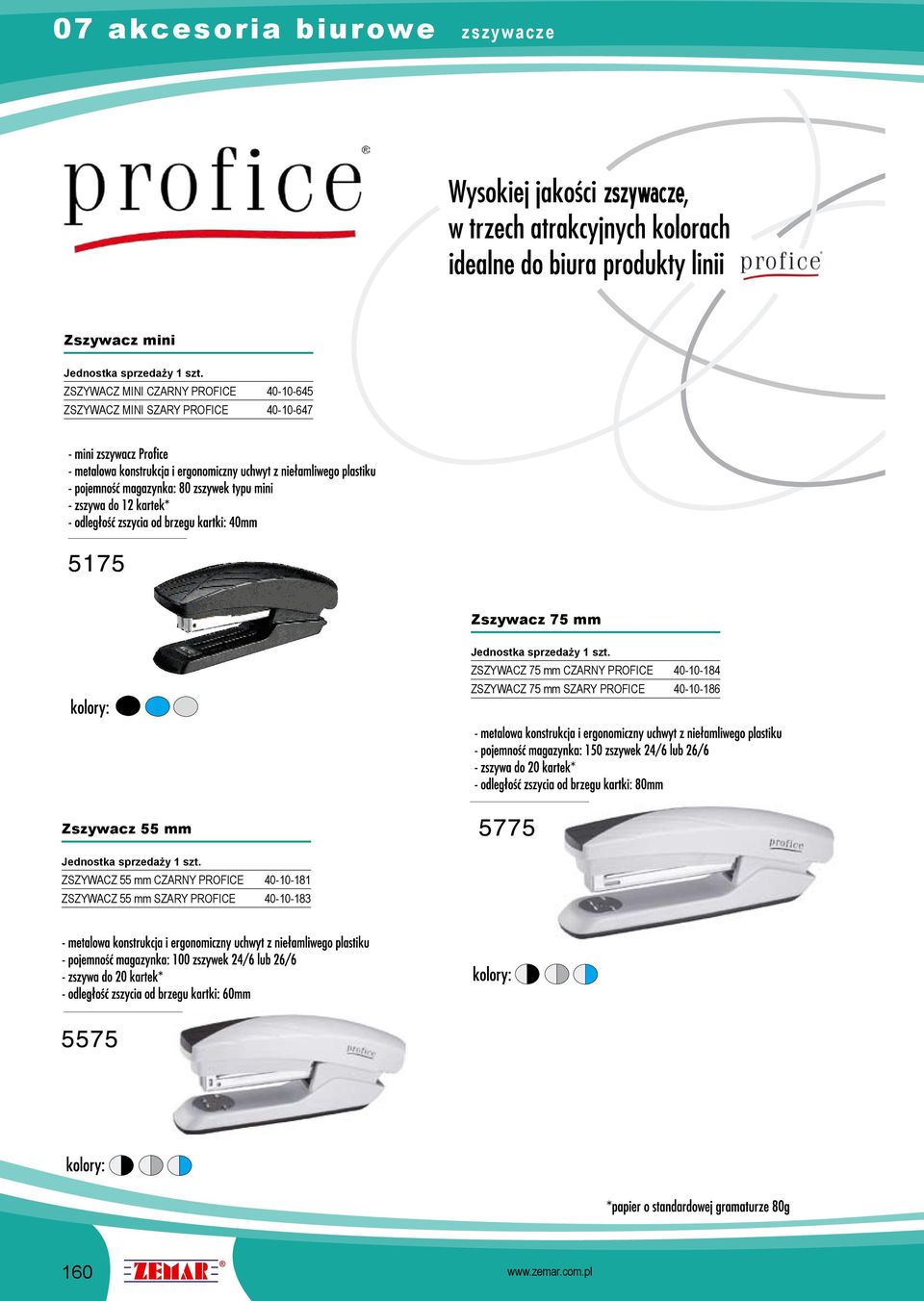 40-10-184 ZSZYWACZ 75 mm SZARY PROFICE 40-10-186 Zszywacz 55 mm ZSZYWACZ 55