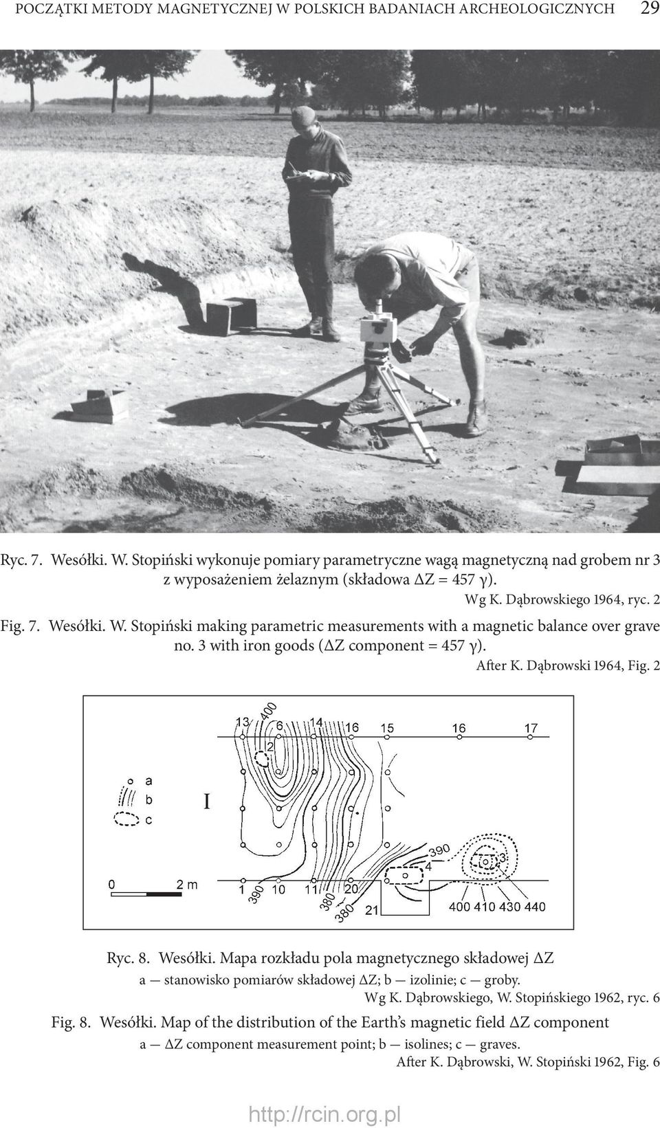 3 with iron goods (ΔZ component = 457 γ). After K. Dąbrowski 1964, Fig. 2 Ryc. 8. Wesółki.