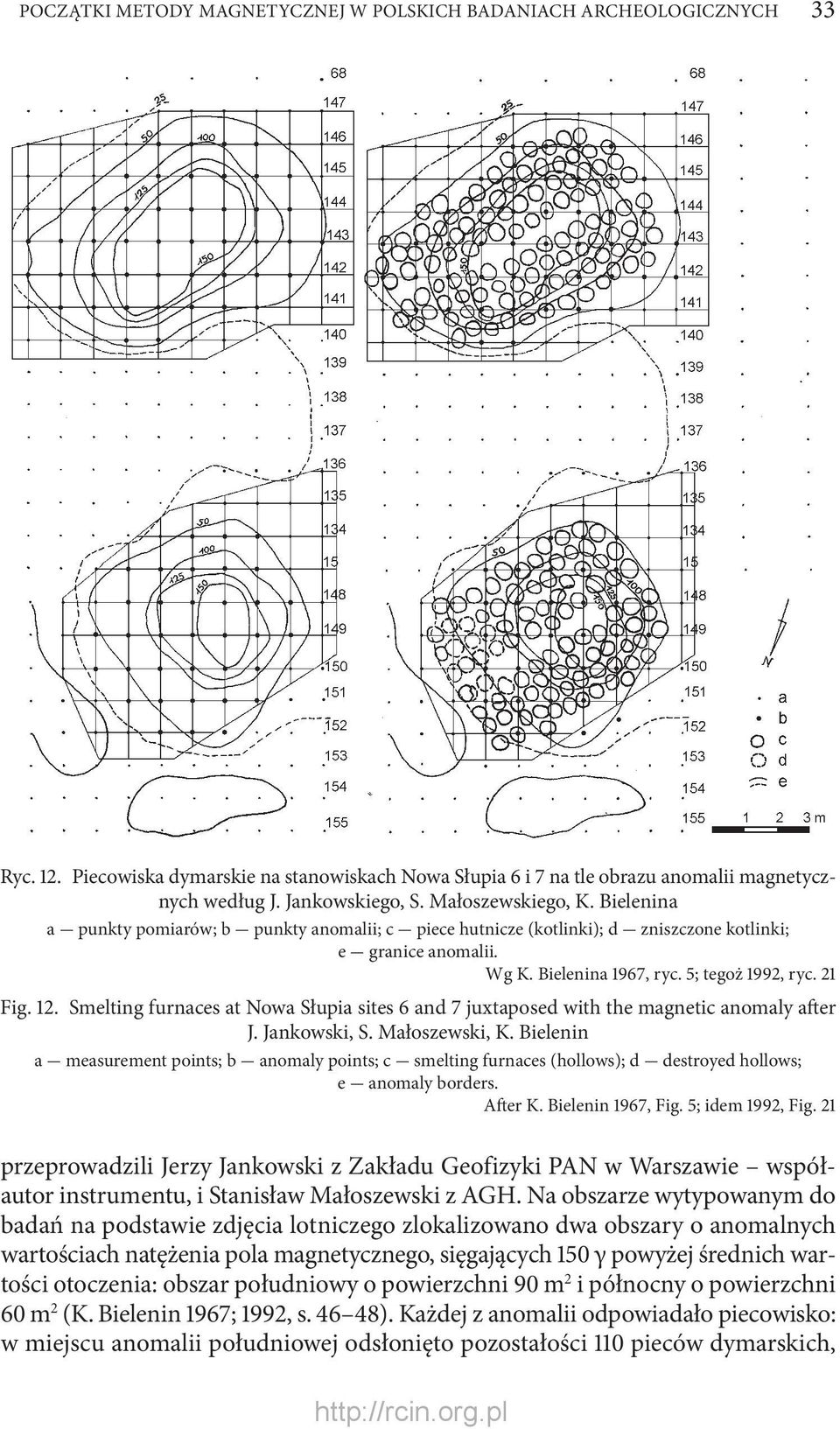 21 Fig. 12. Smelting furnaces at Nowa Słupia sites 6 and 7 juxtaposed with the magnetic anomaly after J. Jankowski, S. Małoszewski, K.