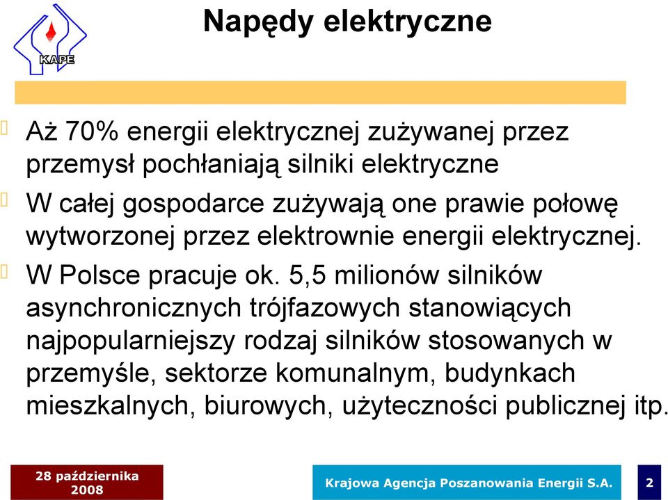 5,5 milionów silników asynchronicznych trójfazowych stanowiących najpopularniejszy rodzaj silników stosowanych w