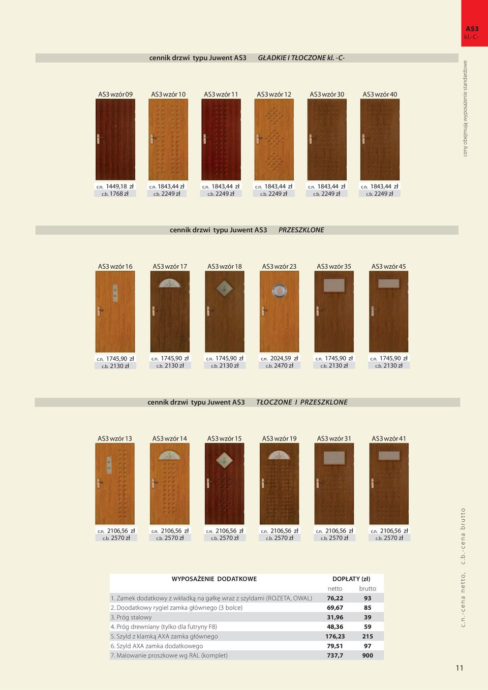 n. 1745,90 zł c.b. 2130 zł c.n. 1745,90 zł c.b. 2130 zł c.n. 1745,90 zł c.b. 2130 zł c.n. 2024,59 zł c.b. 2470 zł c.n. 1745,90 zł c.b. 2130 zł c.n. 1745,90 zł c.b. 2130 zł cennik drzwi typu Juwent AS3 TŁOCZONE I PRZESZKLONE AS3 wzór 13 AS3 wzór 14 AS3 wzór 15 AS3 wzór 19 AS3 wzór 31 AS3 wzór 41 c.