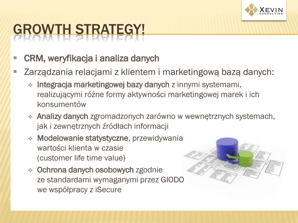 zgromadzonych zarówno w wewnętrznych systemach, jak i zewnętrznych źródłach informacji Modelowanie statystyczne, przewidywania