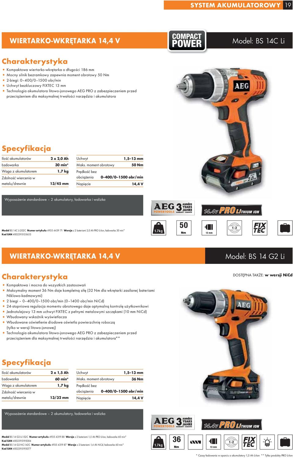 Ładowarka Waga z akumulatorem Zdolność wiercenia w metalu/drewnie 2 x 2,0 Ah 30 min* 1,7 kg 13/45 mm Uchwyt 1,5 13 mm Maks.