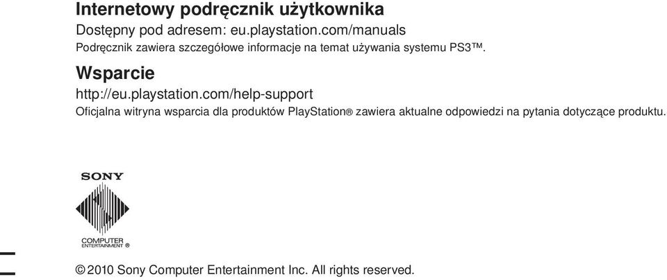Wsparcie http://eu.playstation.