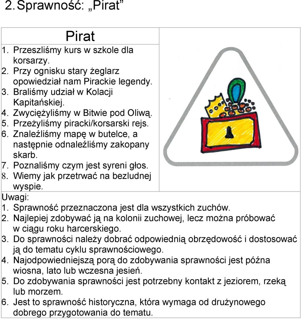 Wiemy jak przetrwać na bezludnej wyspie. 1. Sprawność przeznaczona jest dla wszystkich zuchów. 2. Najlepiej zdobywać ją na kolonii zuchowej, lecz można próbować w ciągu roku harcerskiego. 3.