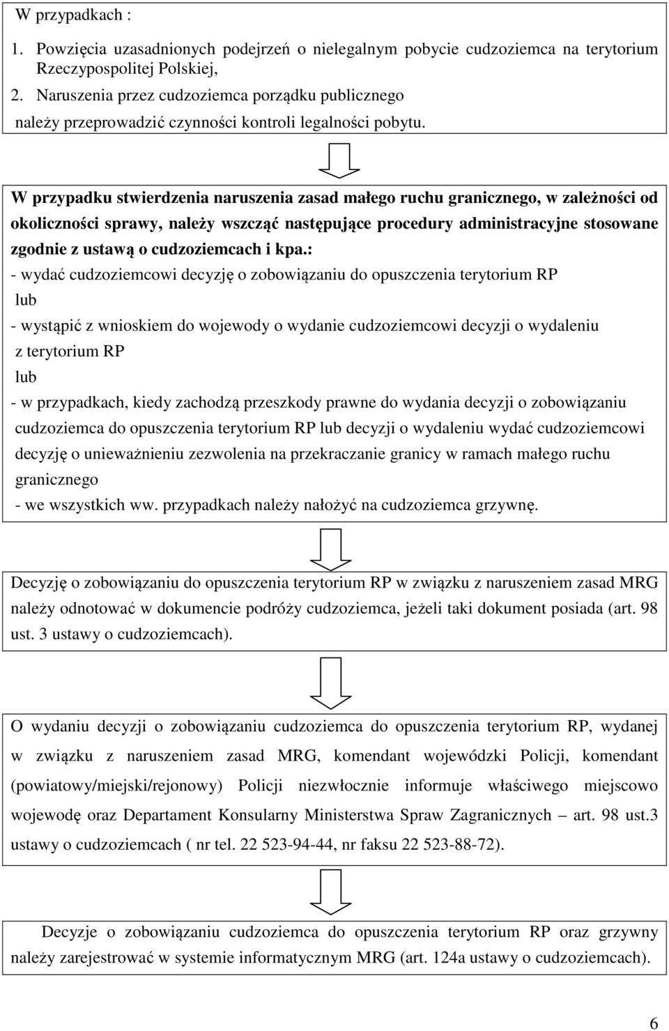 W przypadku stwierdzenia naruszenia zasad małego ruchu granicznego, w zależności od okoliczności sprawy, należy wszcząć następujące procedury administracyjne stosowane zgodnie z ustawą o