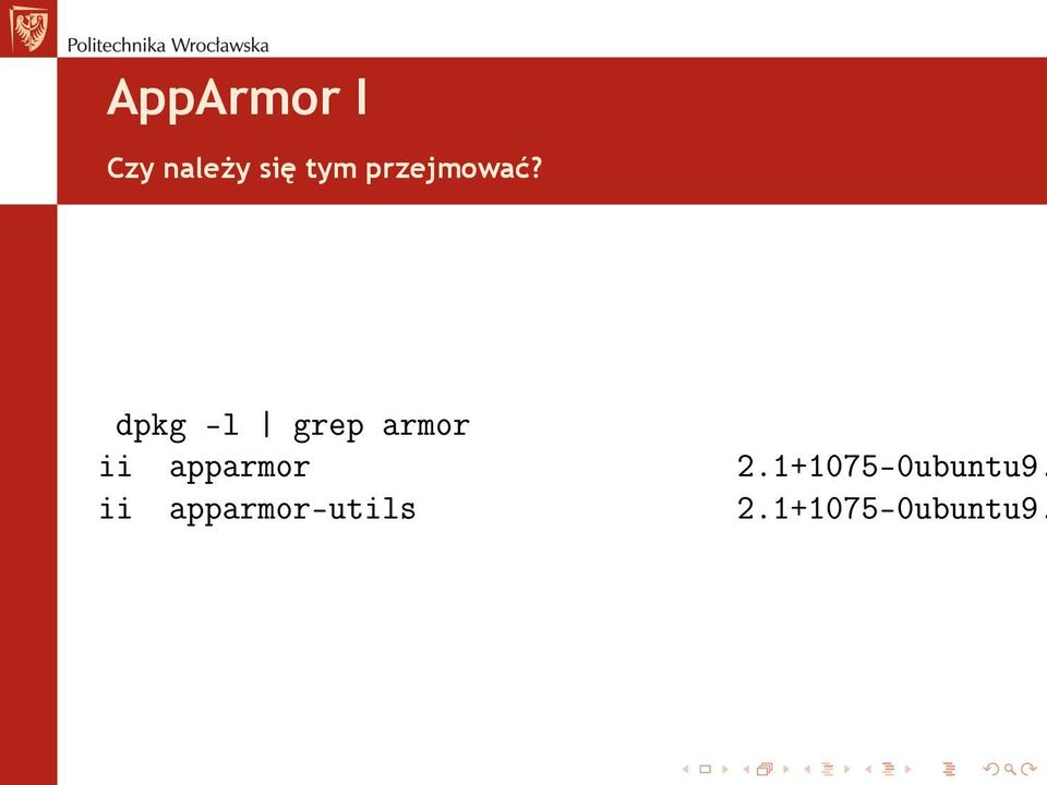 dpkg -l grep armor ii apparmor