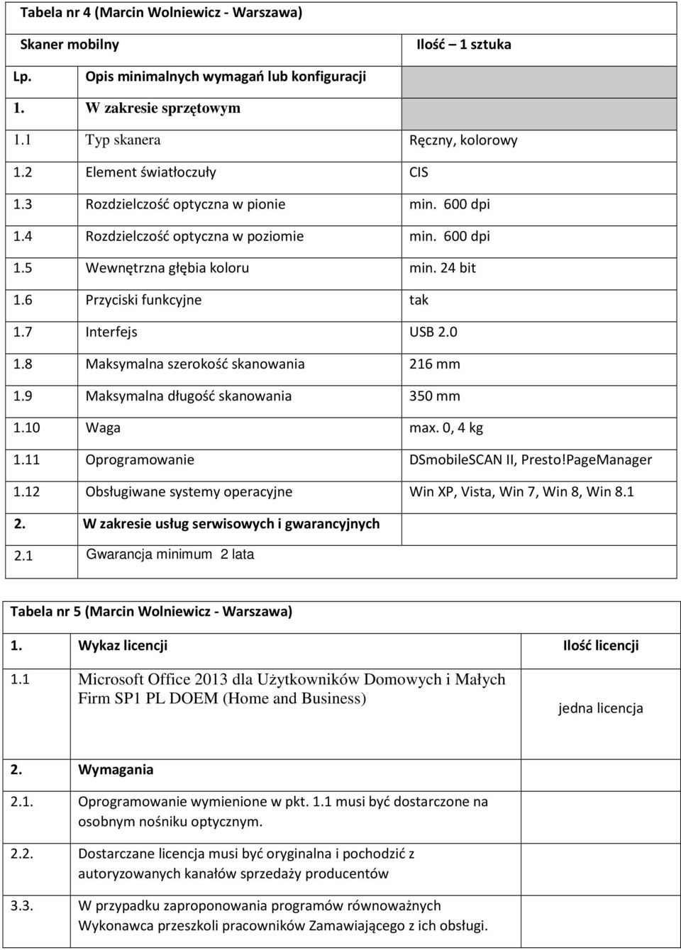 9 Maksymalna długość skanowania 350 mm 1.10 Waga max. 0, 4 kg 1.11 Oprogramowanie DSmobileSCAN II, Presto!PageManager 1.12 Obsługiwane systemy operacyjne Win XP, Vista, Win 7, Win 8, Win 8.1 2.