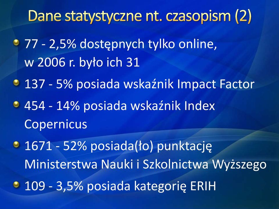 posiada wskaźnik Index Copernicus 1671-52% posiada(ło)