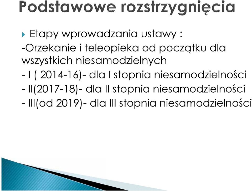 I stopnia niesamodzielności - II(2017-18)- dla II stopnia