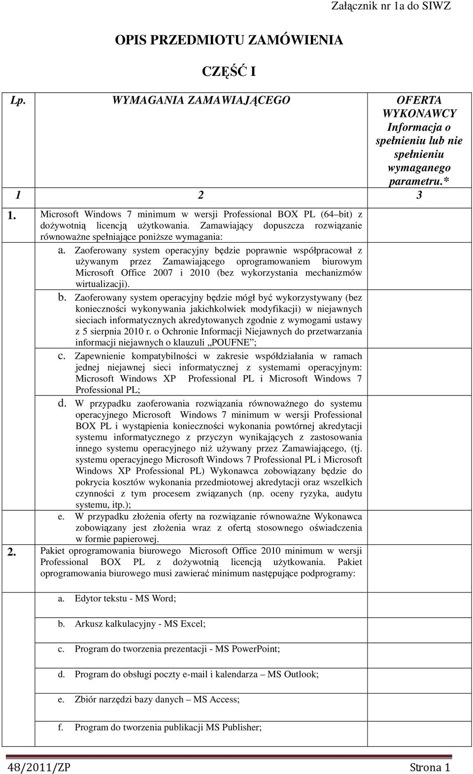 Zaoferowany system operacyjny bę