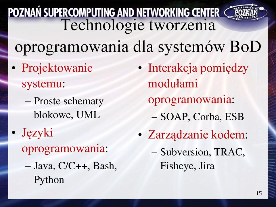 C/C++, Bash, Python Interakcja pomiędzy modułami oprogramowania: