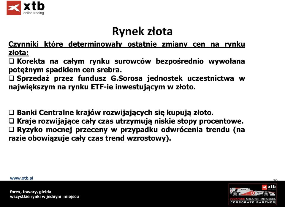 Sorosa jednostek uczestnictwa w największym na rynku ETF-ie inwestującym w złoto.