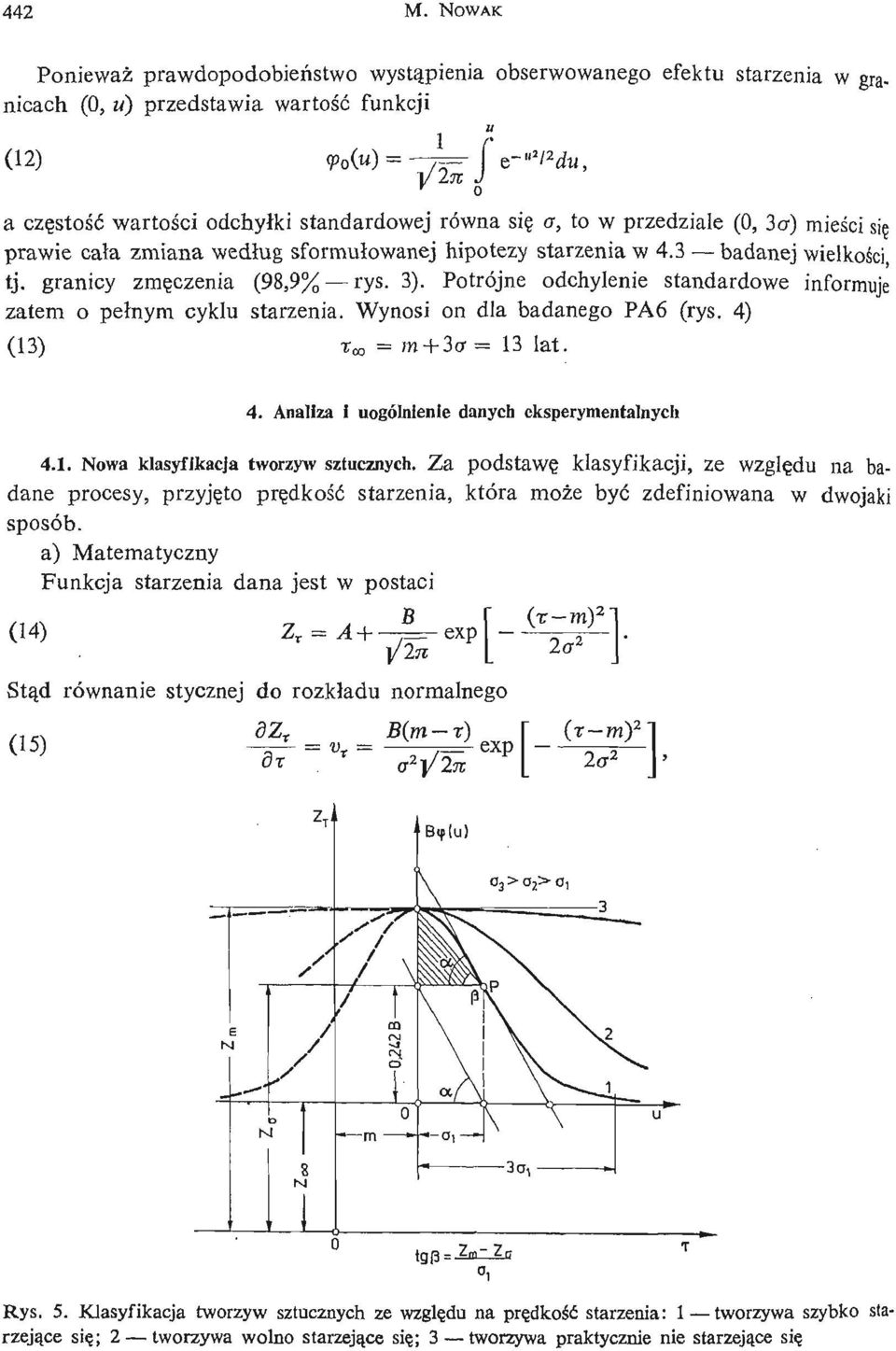 a, to w przedziale (0, 3<r) mieś ci się prawie cał a zmiana wedł ug sformułowanej hipotezy starzenia w 4.3 badanej wielkoś ci, tj. granicy zmę czenia (98,9% rys. 3).