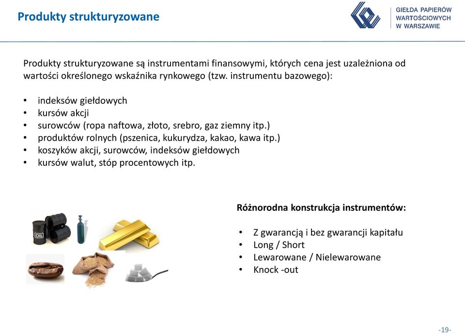 ) produktów rolnych (pszenica, kukurydza, kakao, kawa itp.