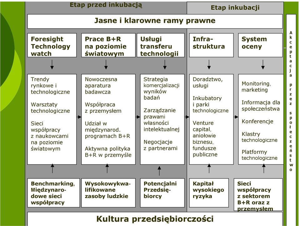 programach B+R Aktywna polityka B+R w przemyśle Usługi transferu technologii Strategia komercjalizacji wyników badań Zarządzanie prawami własności intelektualnej Negocjacje z partnerami