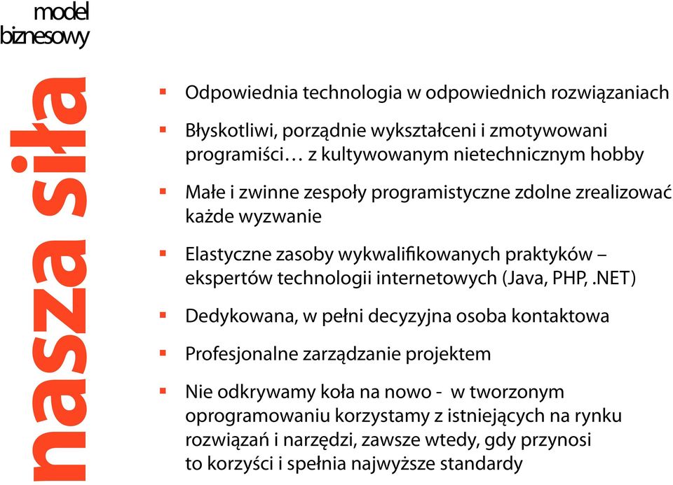 ekspertów technologii internetowych (Java, PHP,.