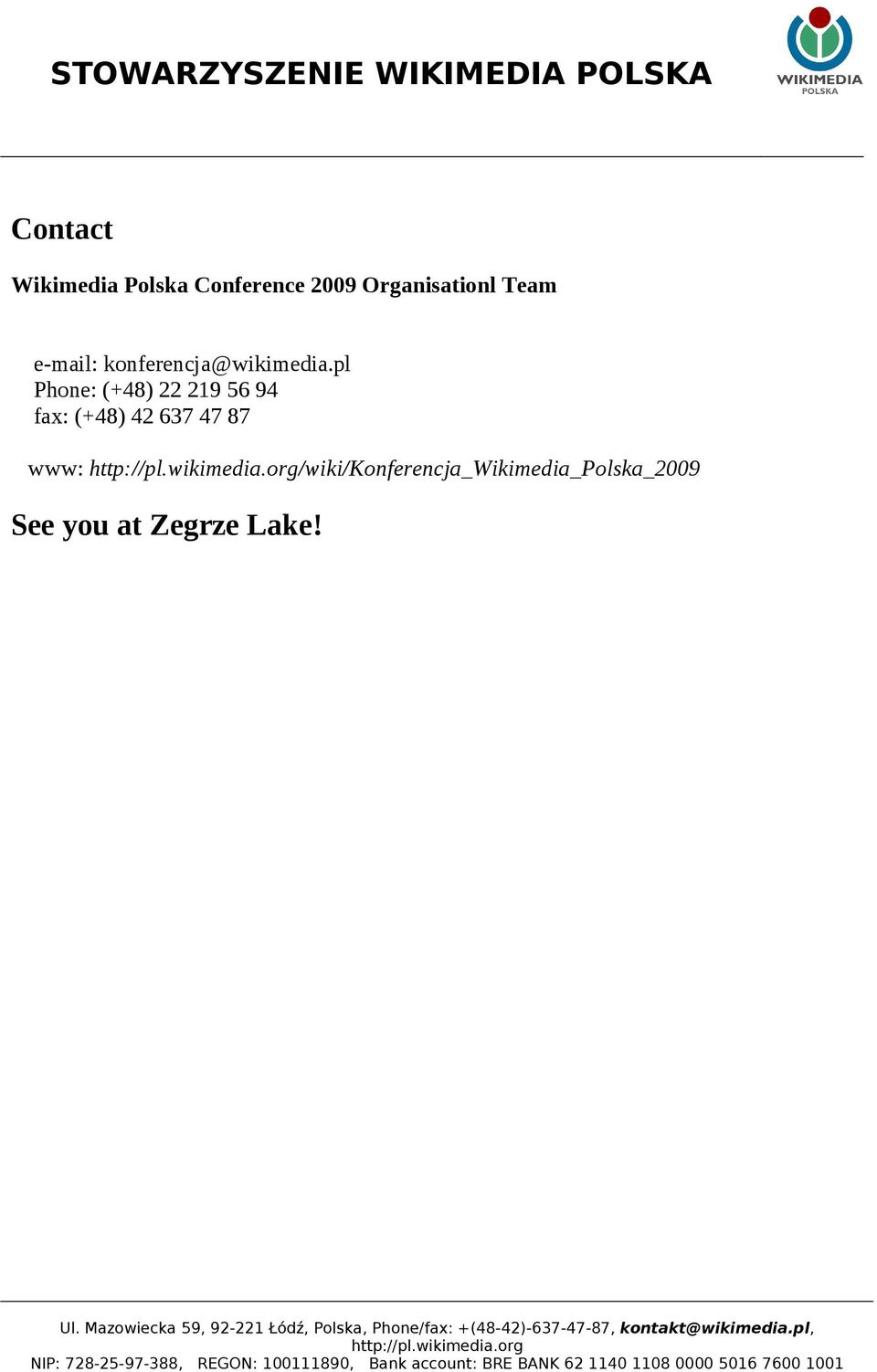 See you at Zegrze Lake! Ul.