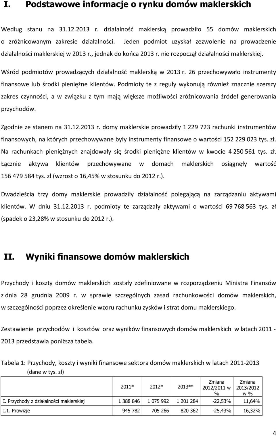 Wśród podmiotów prowadzących działalność maklerską w 2013 r. 26 przechowywało instrumenty finansowe lub środki pieniężne klientów.