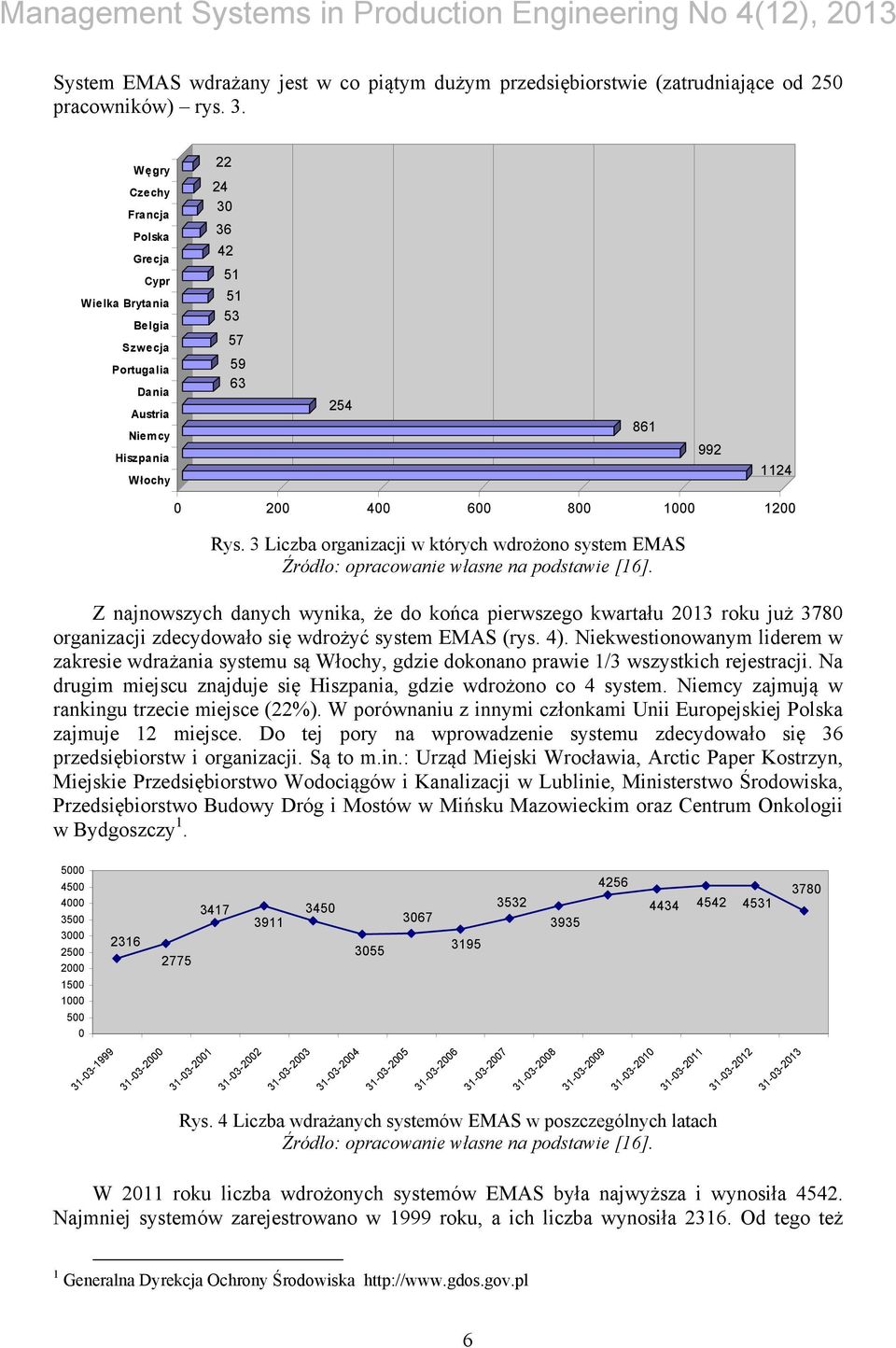 Rys. 3 Liczba organizacji w których wdrożono system EMAS Źródło: opracowanie własne na podstawie [16].