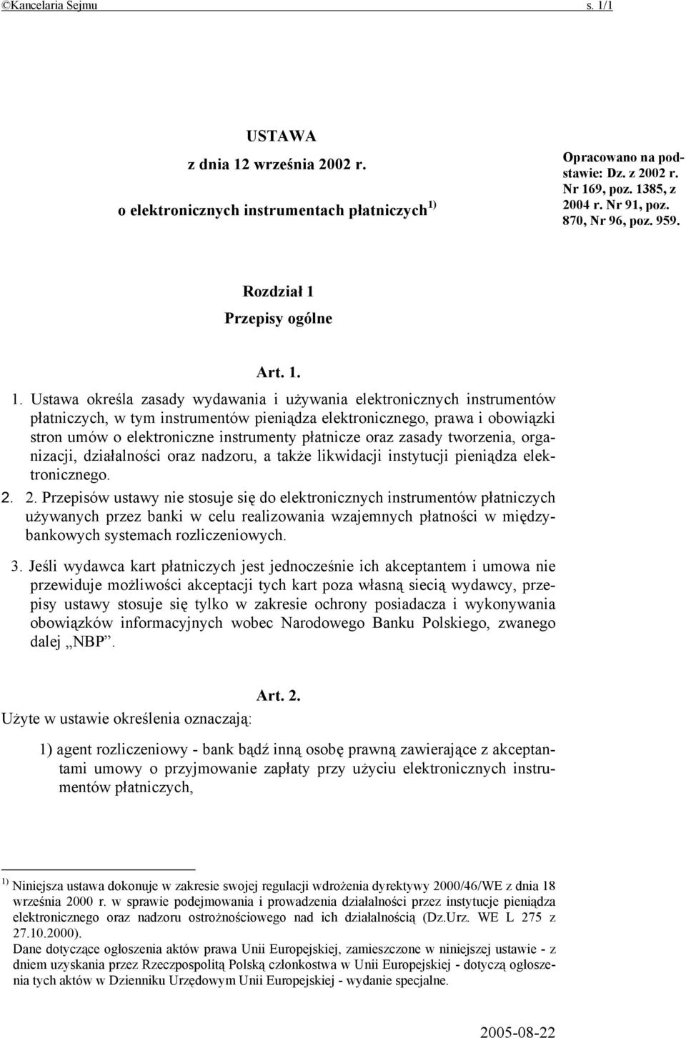 Przepisy ogólne Art. 1.