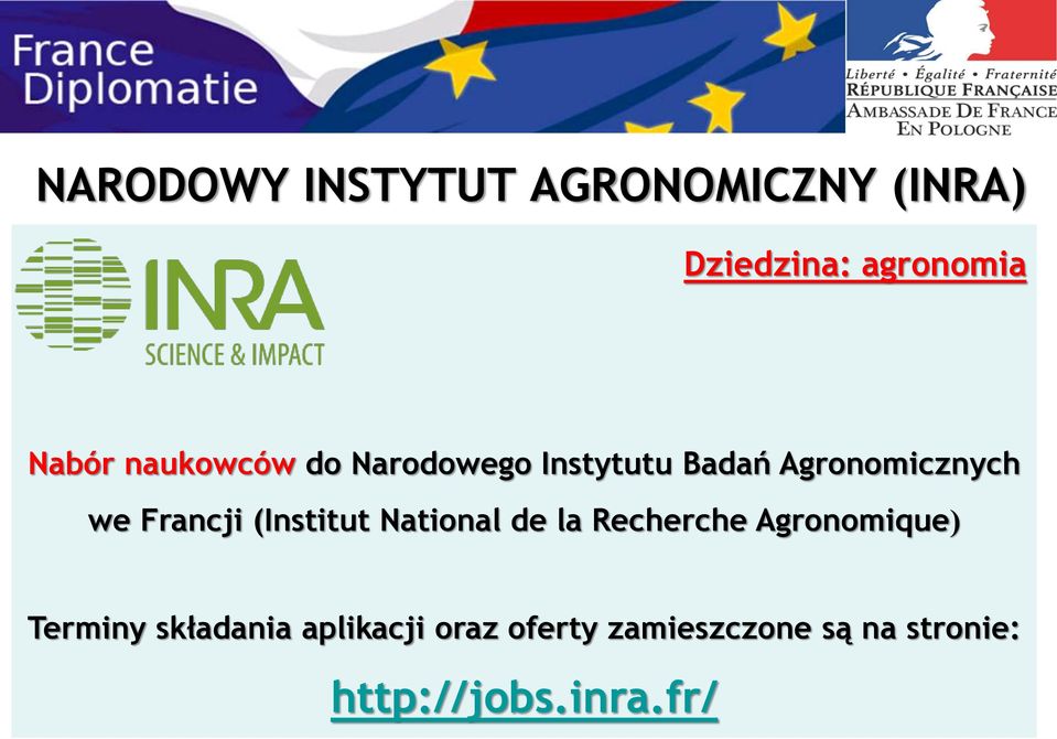 (Institut National de la Recherche Agronomique) Terminy składania