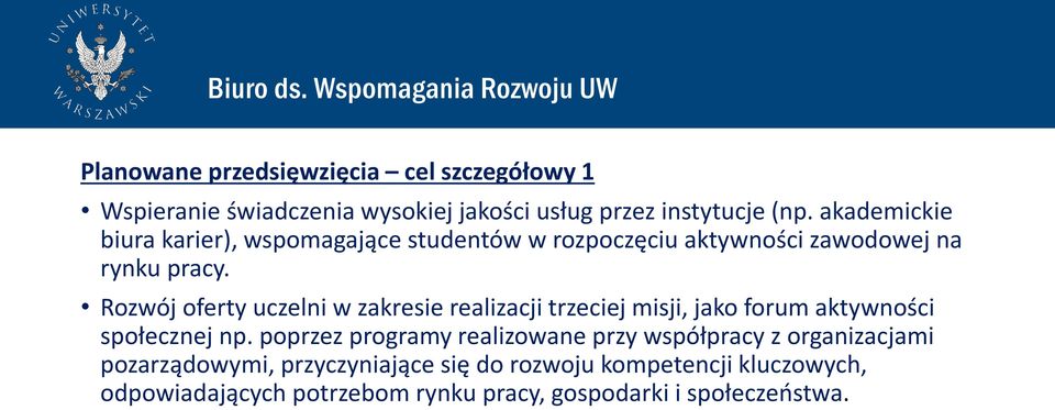 Rozwój oferty uczelni w zakresie realizacji trzeciej misji, jako forum aktywności społecznej np.