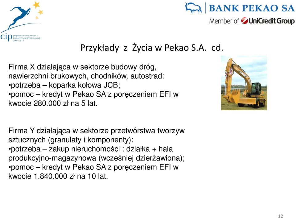 pomoc kredyt w Pekao SA z poręczeniem EFI w kwocie 280.000 zł na 5 lat.