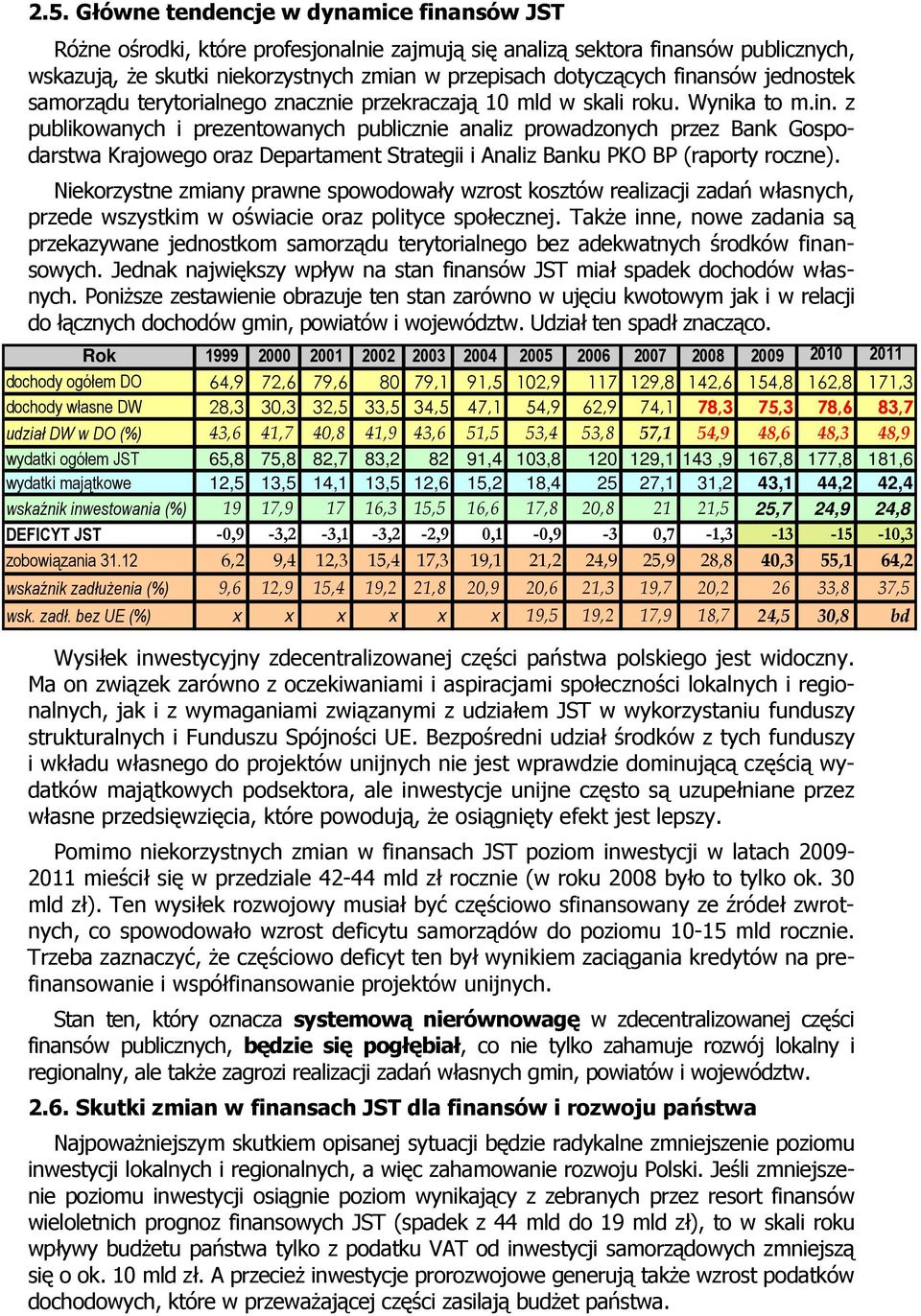 Niekorzystne zmiany prawne spowodowały wzrost kosztów realizacji zadań własnych, przede wszystkim w oświacie oraz polityce społecznej.