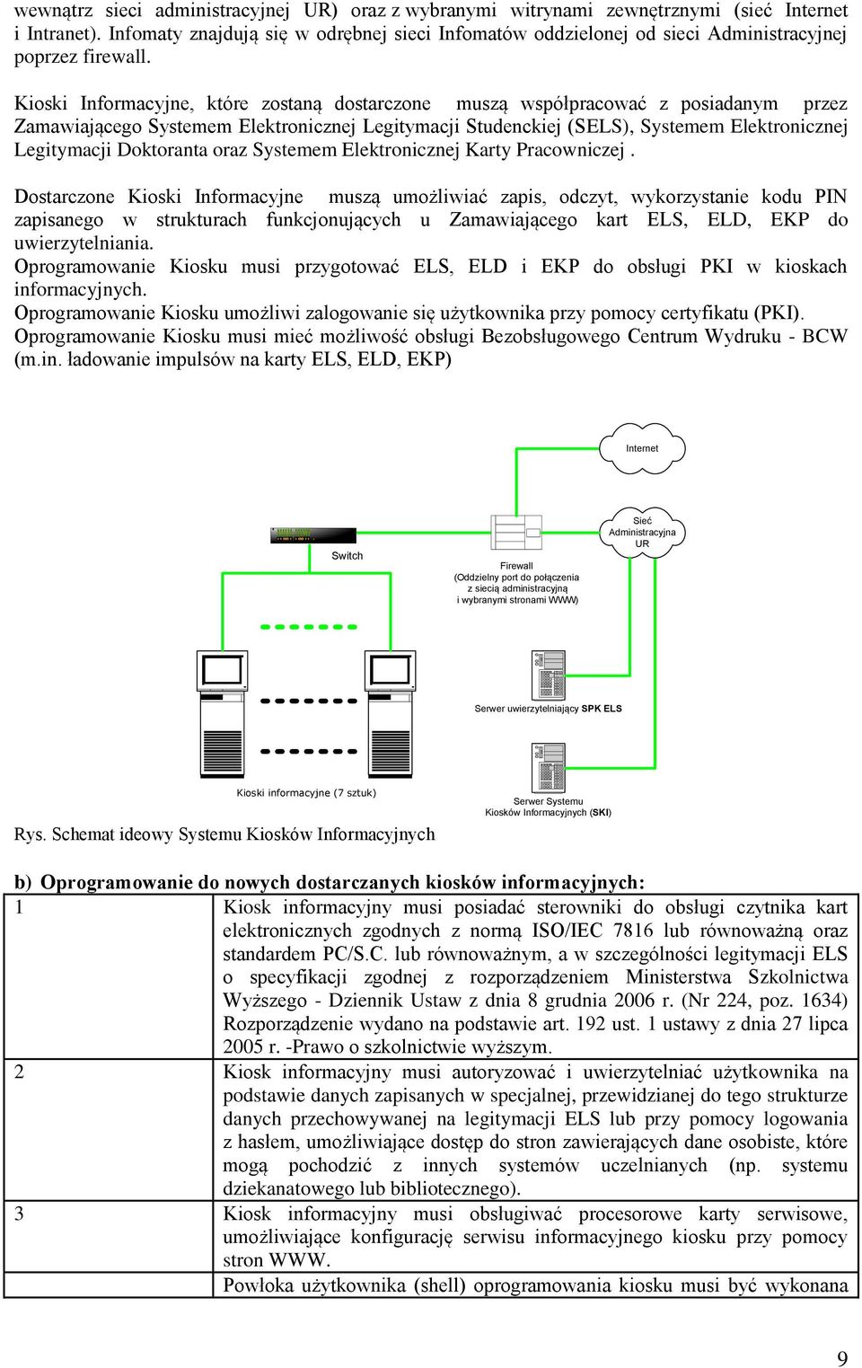 Kioski Informacyjne, które zostaną dostarczone muszą współpracować z posiadanym przez Zamawiającego Systemem Elektronicznej Legitymacji Studenckiej (SELS), Systemem Elektronicznej Legitymacji