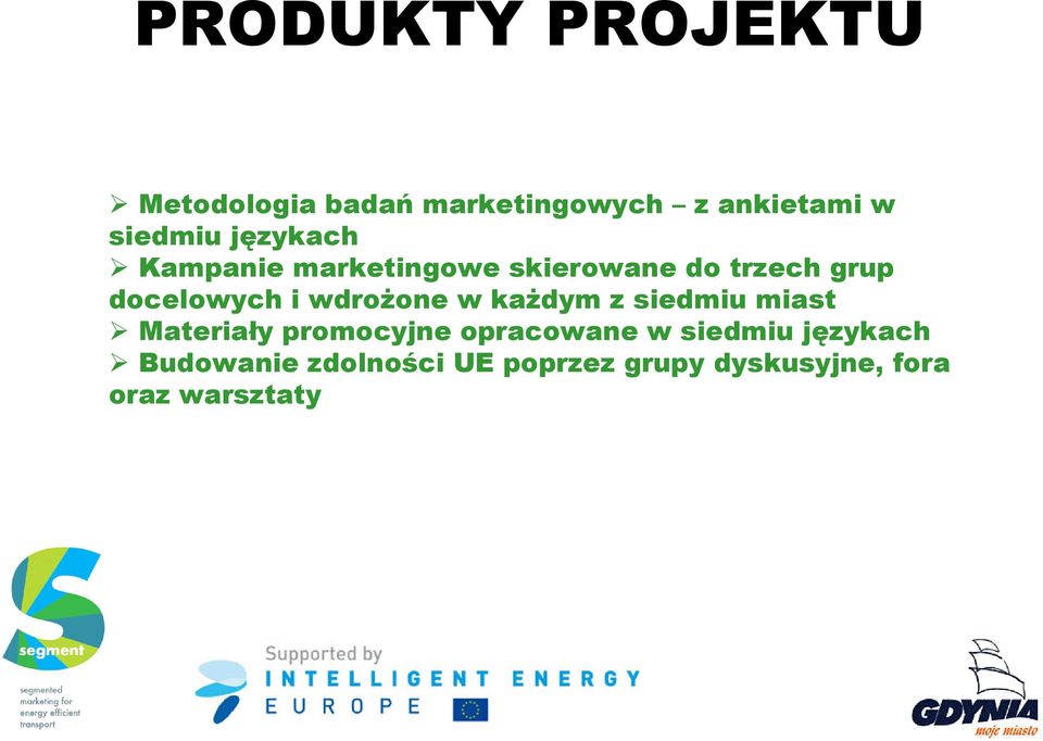 wdrożone w każdym z siedmiu miast Materiały promocyjne opracowane w