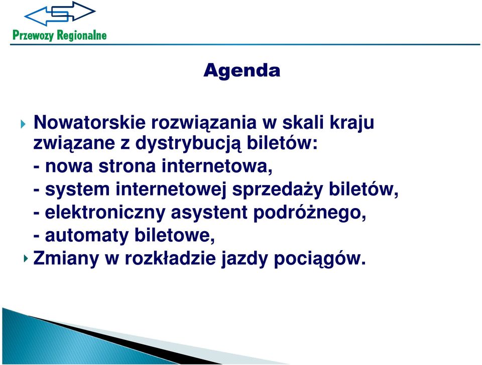 internetowej sprzedaŝy biletów, - elektroniczny asystent